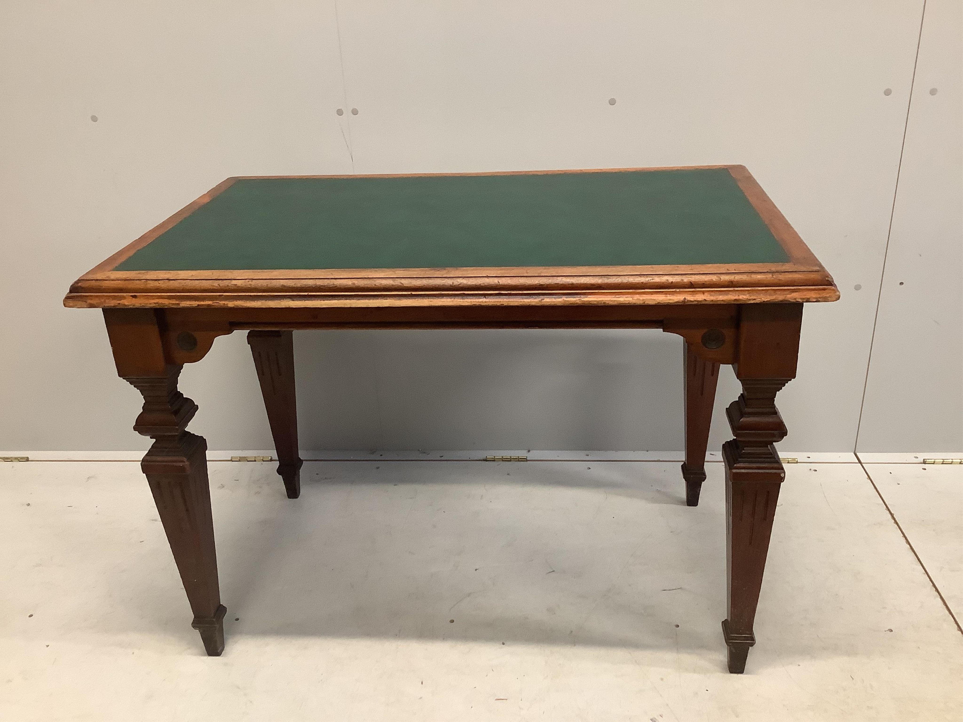 A Victorian writing table from The Royal College of Surgeons, width 112cm, depth 68cm, height 79cm. Condition - fair